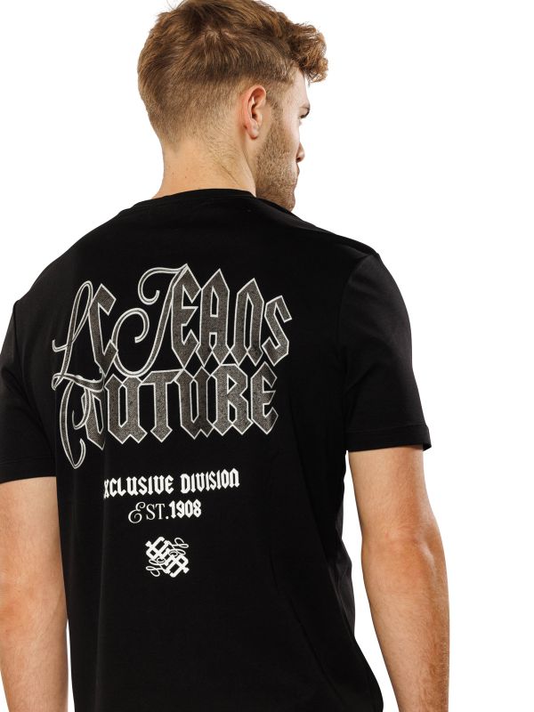 טי שירט לגברים עם הדפס דו צדדי בגזרת SLIM FIT