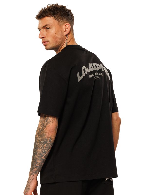 טי שירט עם הדפס דו צדדי לגברים בגזרת אוברסייז