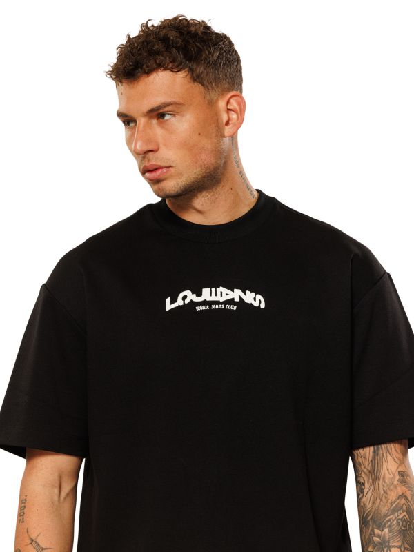 טי שירט עם הדפס דו צדדי לגברים בגזרת אוברסייז