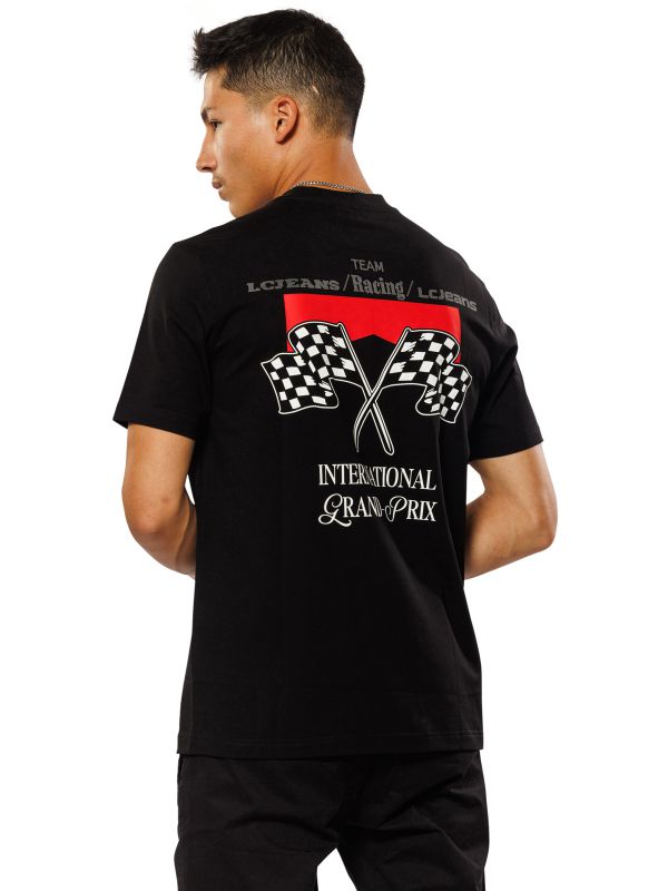 טי שירט עם הדפס RACE לגברים בגזרת SLIM FIT