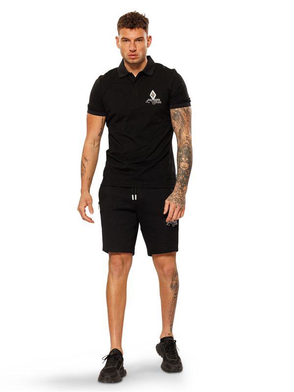 חולצת פולו קצרה לגברים עם תווית בחזה