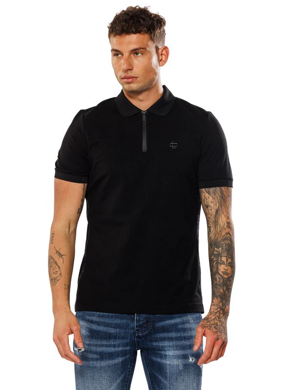 חולצת פולו קצרה עם הדפס בחזה לגברים SLIM FIT