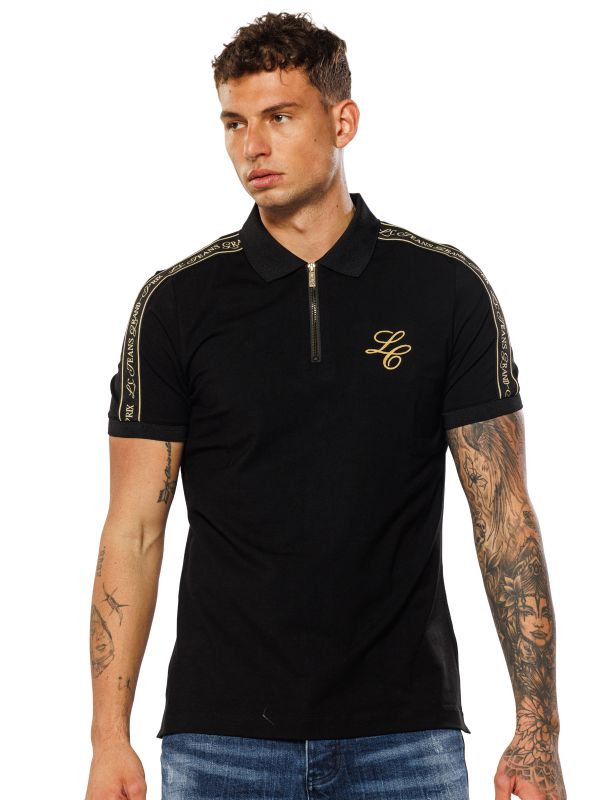 חולצת פולו קצרה עם הדפס מוזהב לגברים