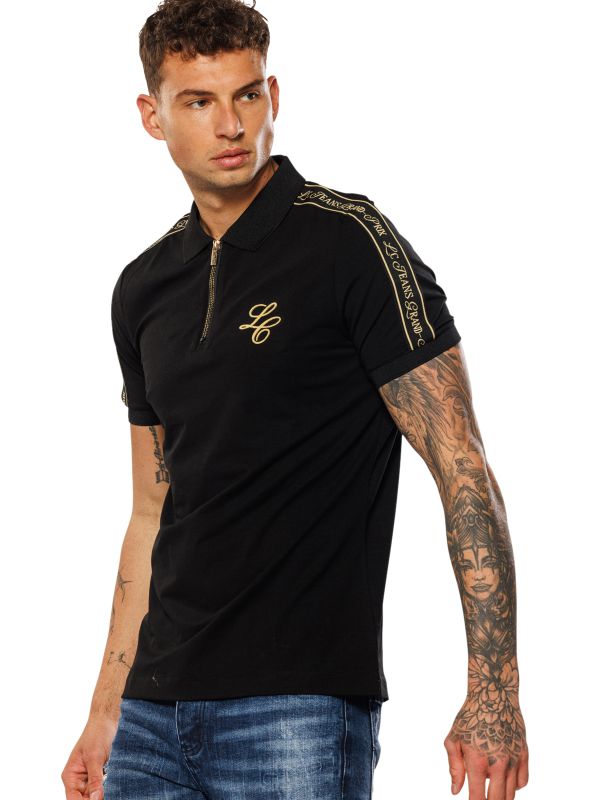 חולצת פולו קצרה עם הדפס מוזהב לגברים