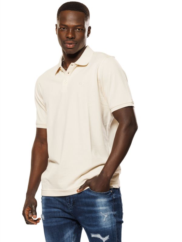 חולצת פולו קצרה עם עיטור בחזה לגברים