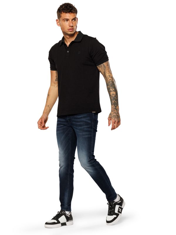 חולצת פולו קצרה עם עיטור בחזה לגברים