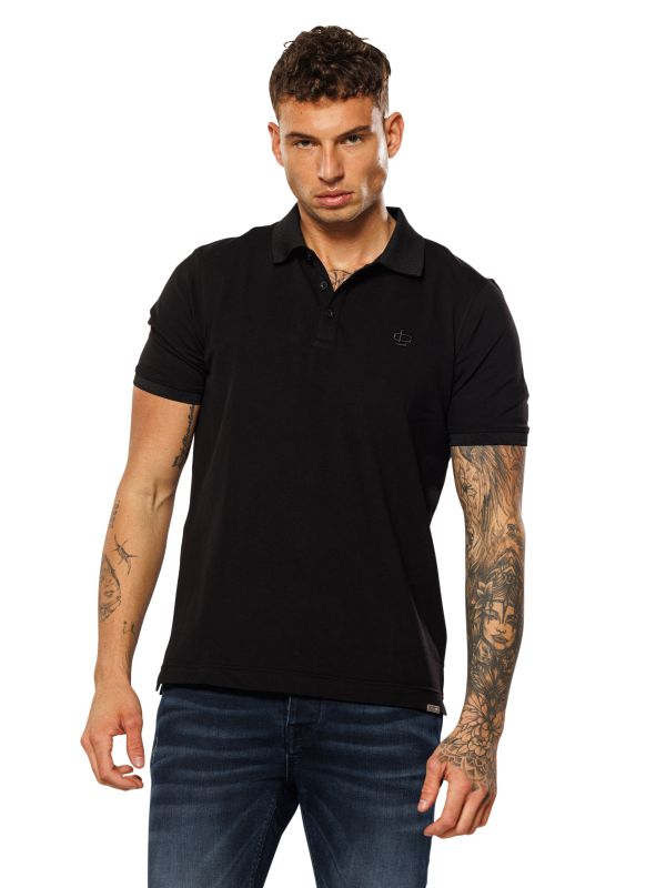 חולצת פולו קצרה עם עיטור בחזה לגברים