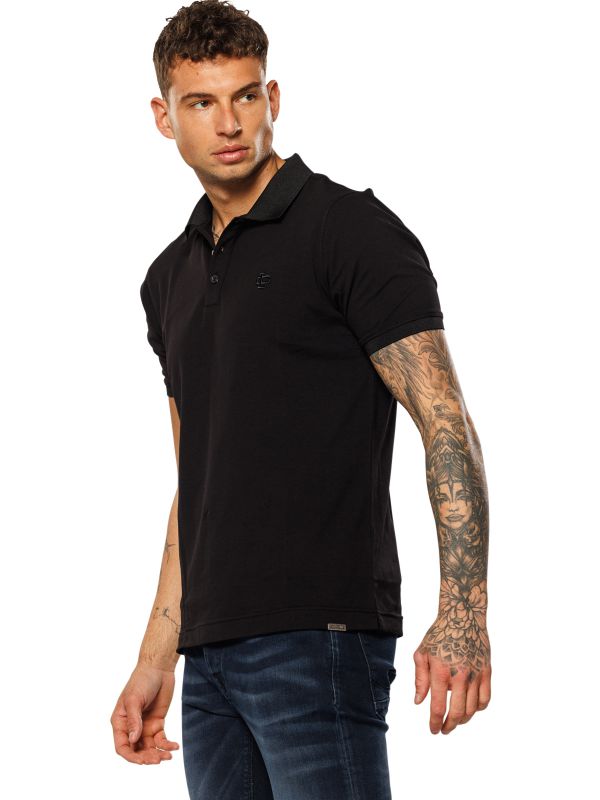 חולצת פולו קצרה עם עיטור בחזה לגברים