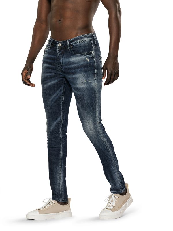 מכנסי ג’ינס סקיני בצבע כחול משופשף לגברים
