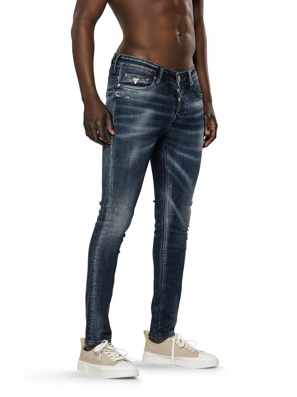 מכנסי ג’ינס סקיני בצבע כחול משופשף לגברים