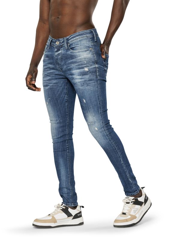 מכנסי ג’ינס סקיני בצבע כחול משופשף לגברים