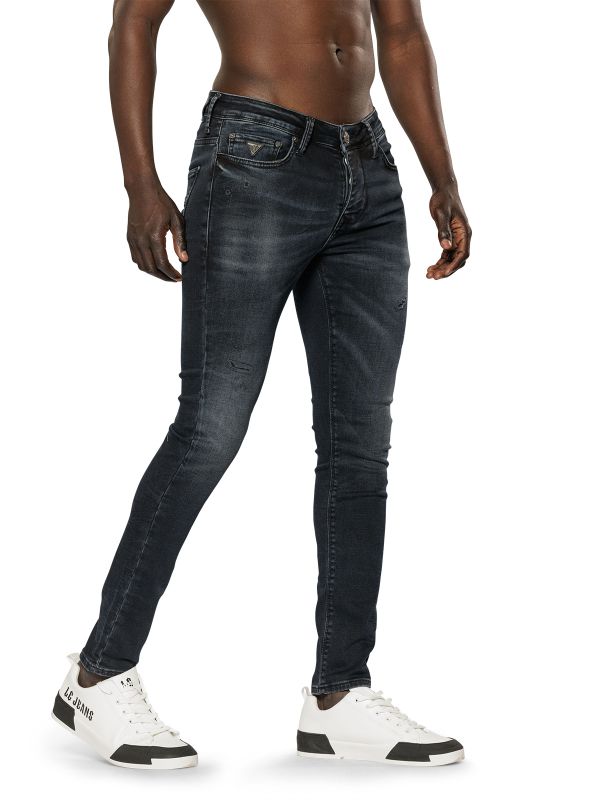 מכנסי ג’ינס סקיני DAMAGED בצבע שחור לגברים