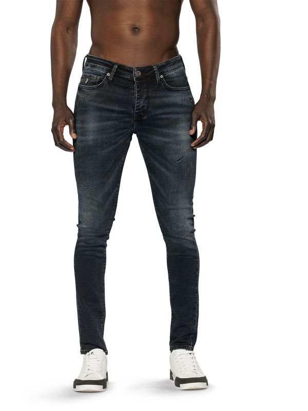 מכנסי ג’ינס סקיני DAMAGED בצבע שחור לגברים