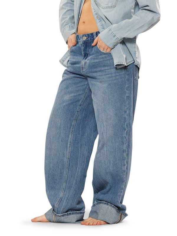 מכנס ג’ינס NINA כחול עם קיפול לנשים