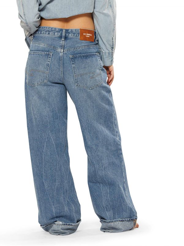 מכנס ג’ינס NINA כחול עם קיפול לנשים