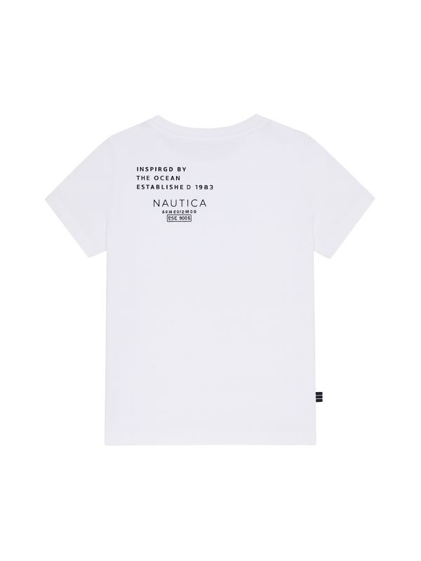 טי שירט עם הדפס NAUTICA אחורי לילדים