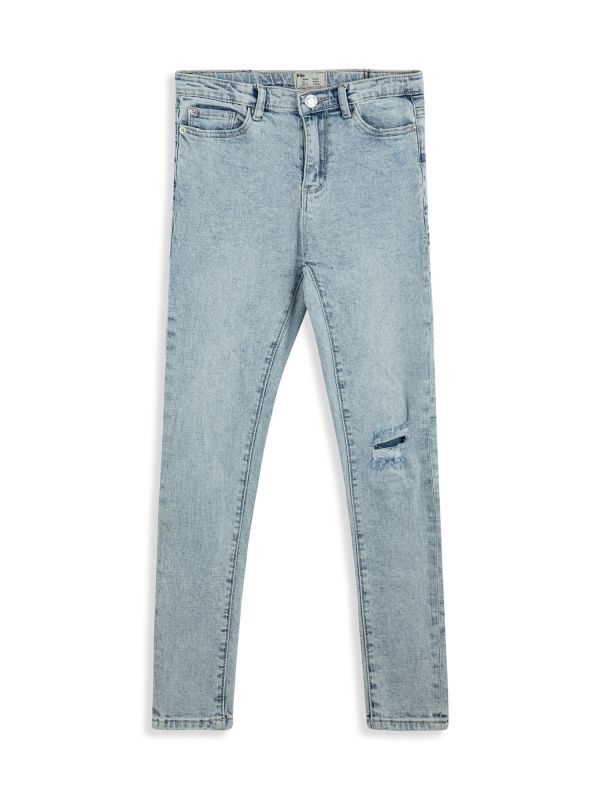 מכנסי ג’ינס OSCAR סקיני עם קרעים לילדים - כחול בהיר