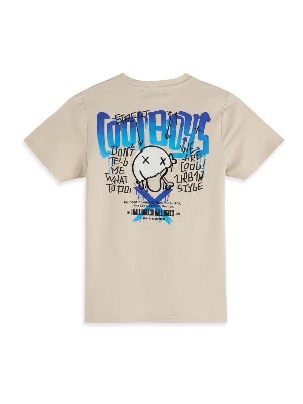 טי שירט קצרה עם הדפס גרפיטי דו צדדי לילדים