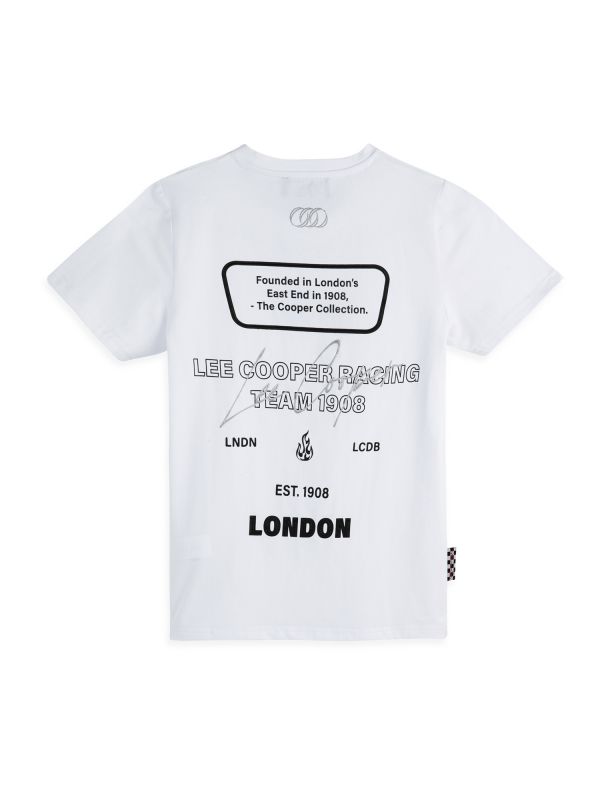 טי שירט קצרה עם הדפס כיתובים דו צדדי לילדים