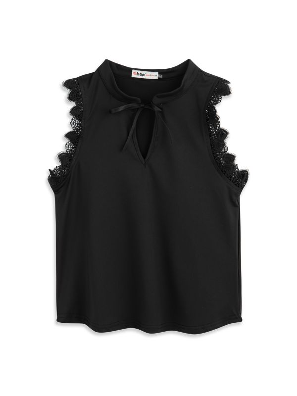 טופ עם שרוולים מעוטרים לילדות