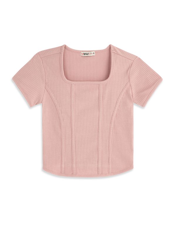 טי שירט קצרה מבד ריב לילדות