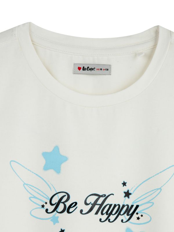 טי שירט קצרה לילדות עם הדפס