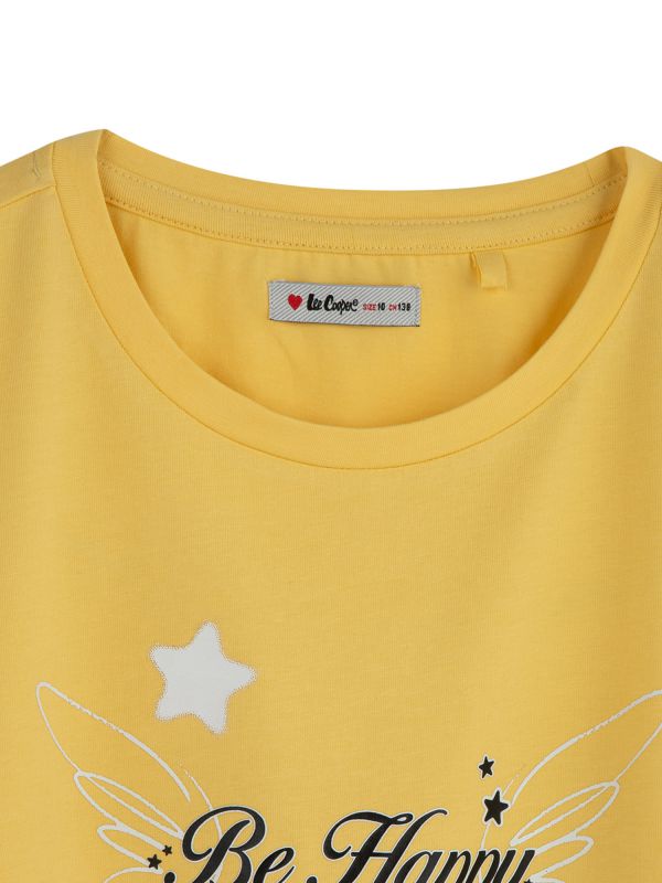 טי שירט קצרה לילדות עם הדפס