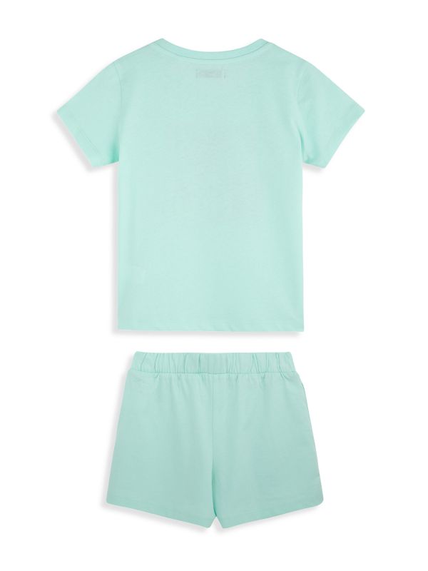 חליפת קצרה עם הדפס צבעוני לילדות