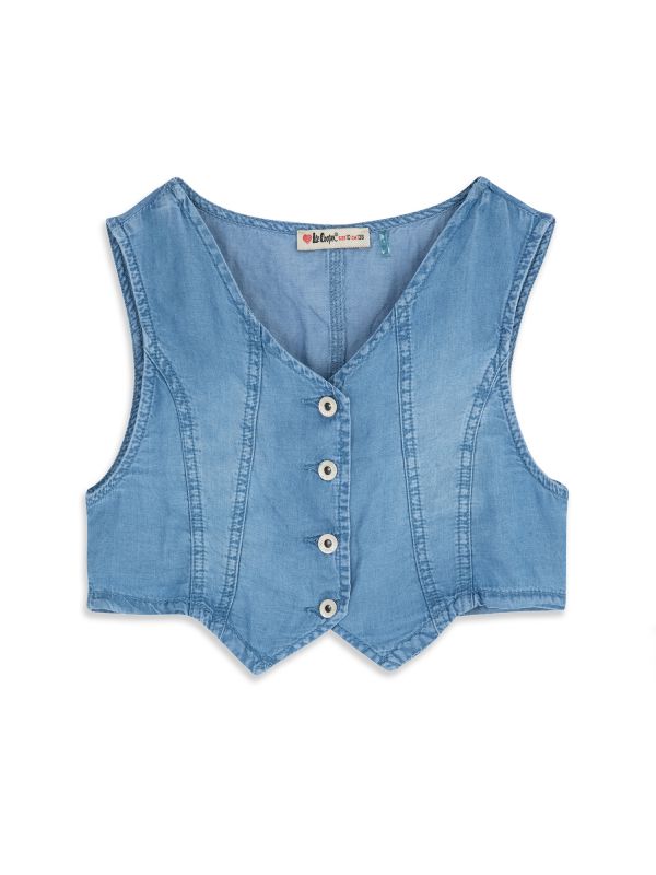 וסט ג’ינס עם כפתורים לילדות