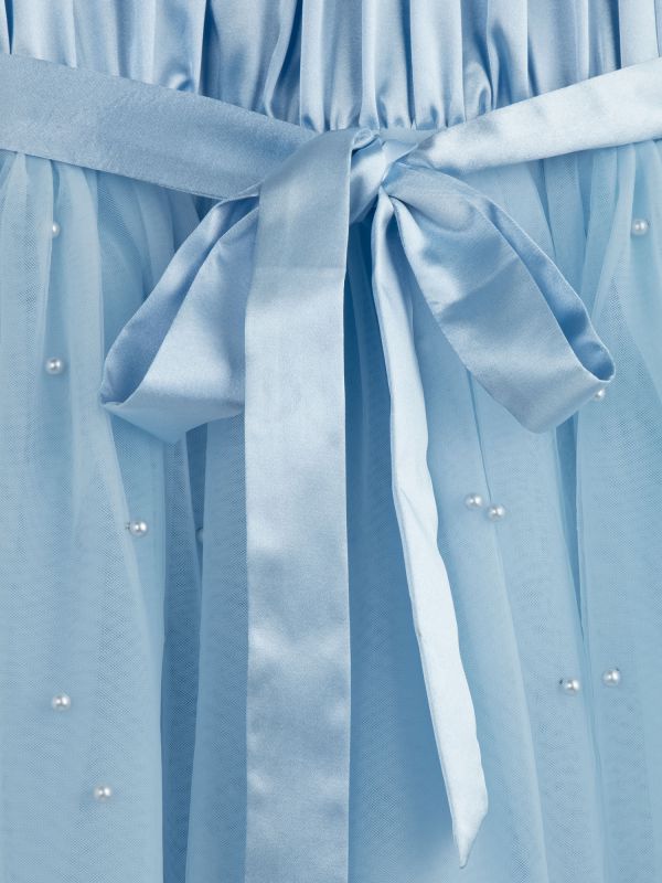 שמלה חגיגית עם שרוולים נפוחים ופפיון לילדות