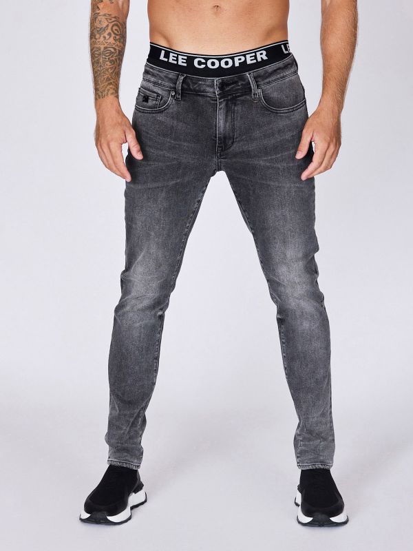 ג’ינס אפור שחור עם קרעים עדינים לגברים