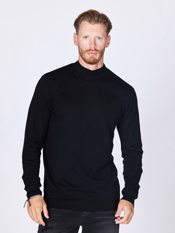 סריג יומיומי עם צווארון גבוה לגברים