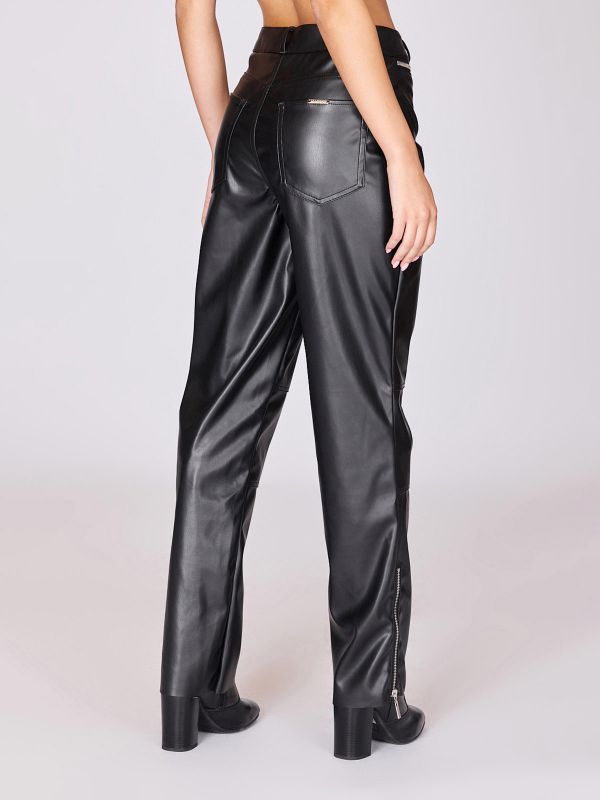 מכנסיים רחבים דמוי עור לנשים