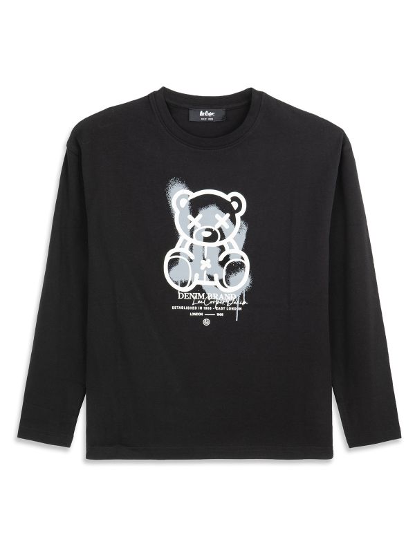 טי ארוך הדפס דמות בנים