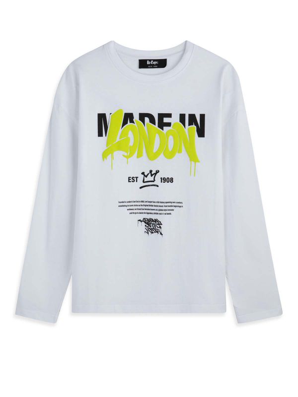 טי ארוך הדפס כיתוב בנים