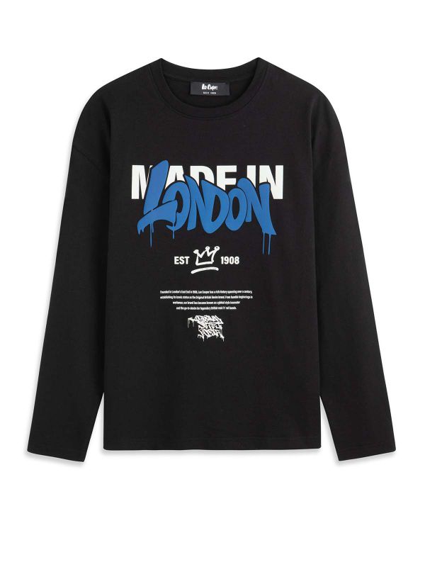 טי ארוך הדפס כיתוב בנים