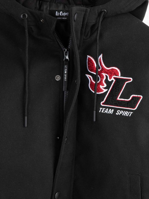 מעיל בייסבול עם שרוולי עור בנים