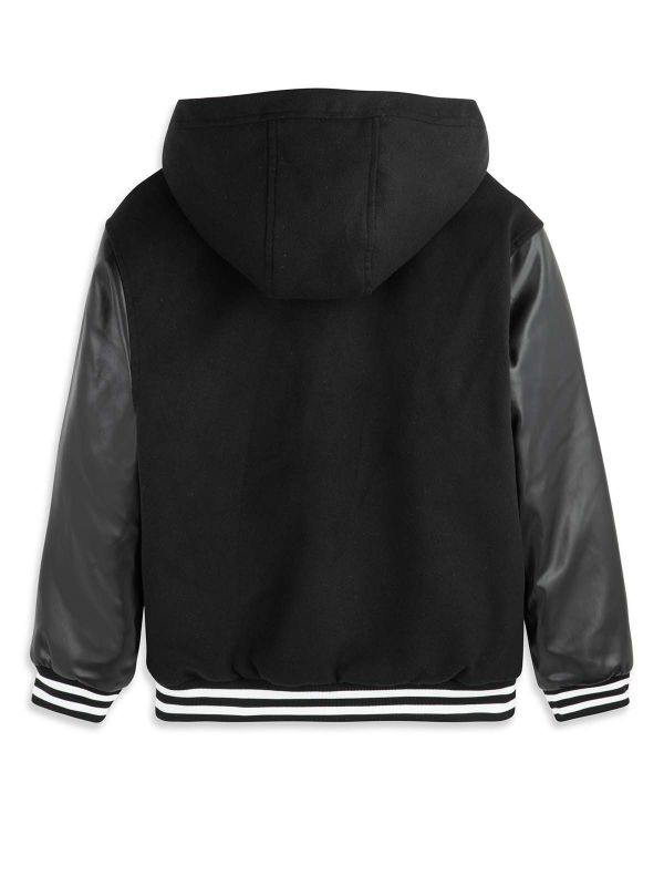 מעיל בייסבול עם שרוולי עור בנים