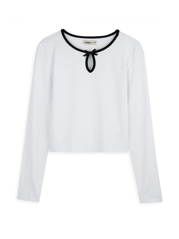 טי ארוך עם צווארון בנות