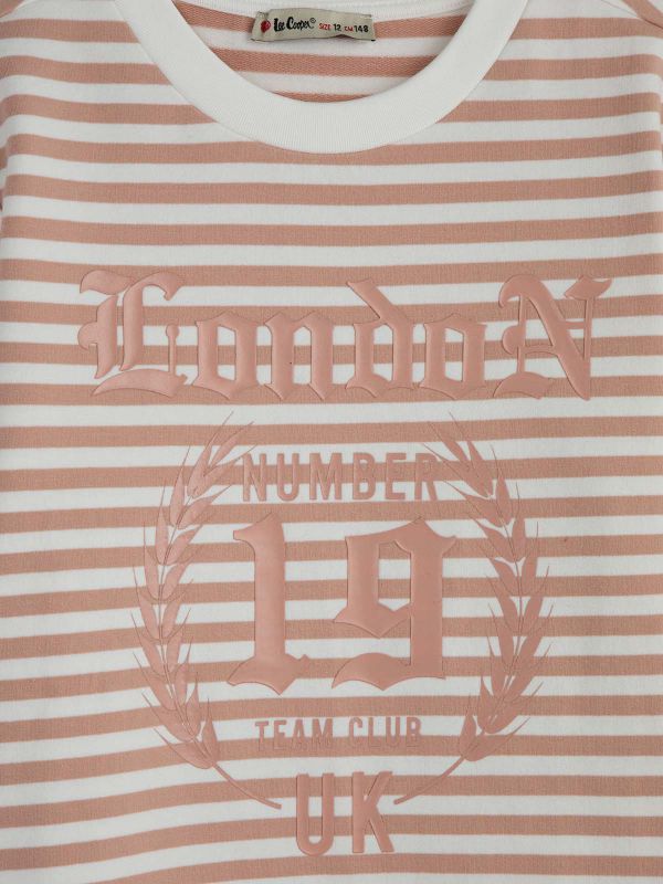 חולצת פסים ארוכה עם הדפס בנות