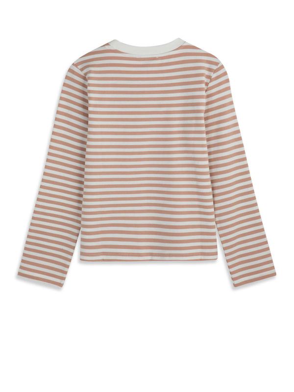 חולצת פסים ארוכה עם הדפס בנות