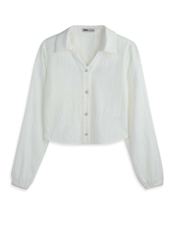 חולצת קרופ עם כפתורים בנות