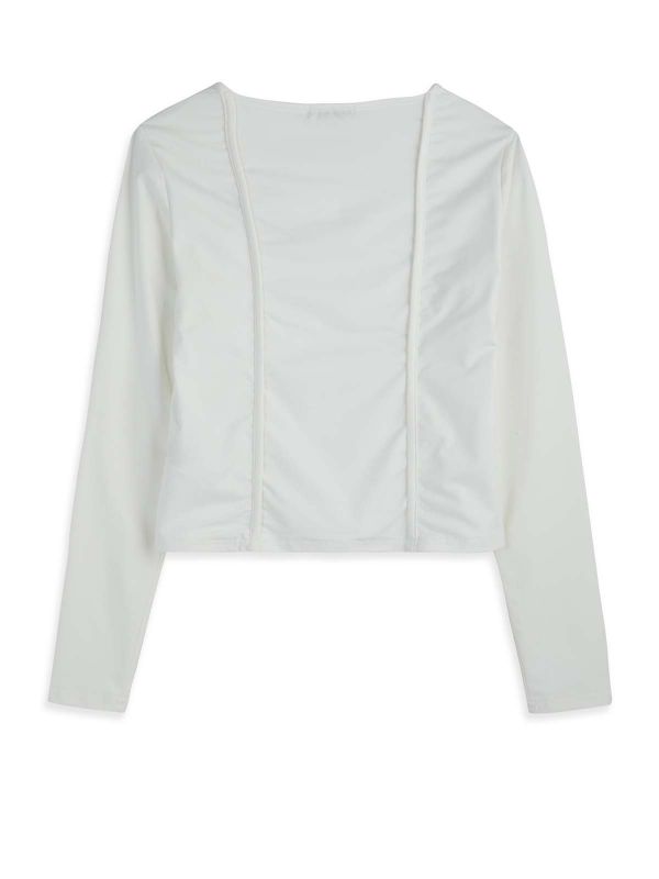 קרדיגן קרופ סרוג עם צווארון עגול בנות