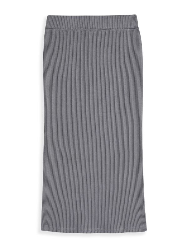 חצאית מקסי פסים אפורה בנות