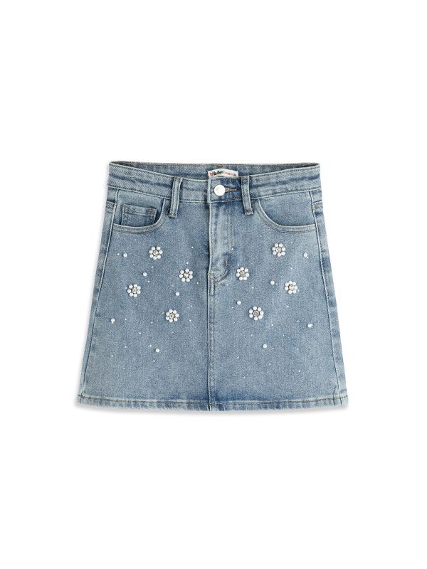 חצאית ג’ינס עם פנינים בנות