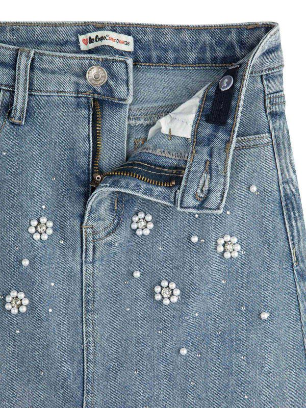 חצאית ג’ינס עם פנינים בנות