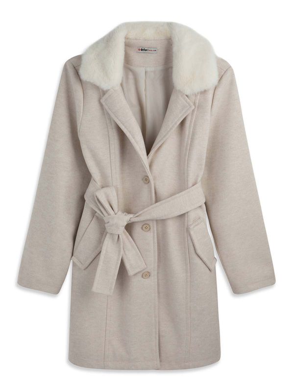 מעיל ארוך עם צווארון פרווה בנות