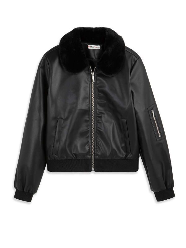 ז’קט טרנדי עם צווארון פרווה בנות