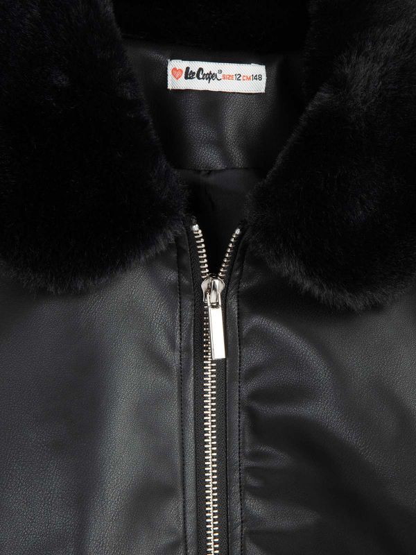 ז’קט טרנדי עם צווארון פרווה בנות