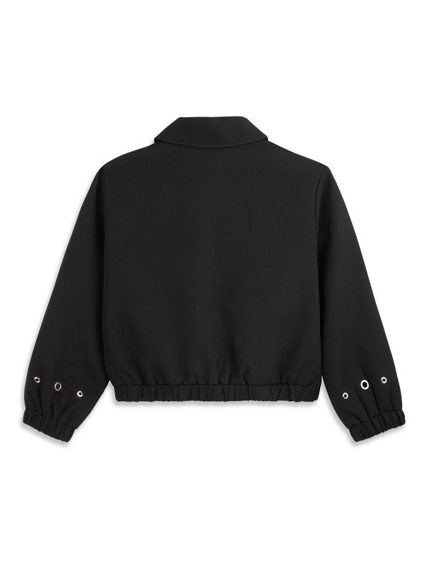 ז’קט קרופ שחור עם חגורה בנות